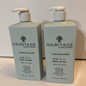 Hairitage Body Lotion MINT & YUZU Vegan Sulfate Free 14fl oz Lot of 2